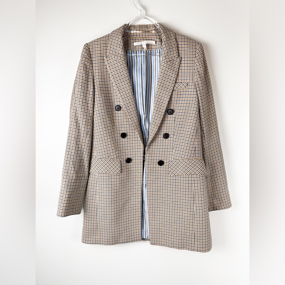 Veronica Beard Sz 4 Liss Double-Breasted Jacket houndstooth Preppy Blazer